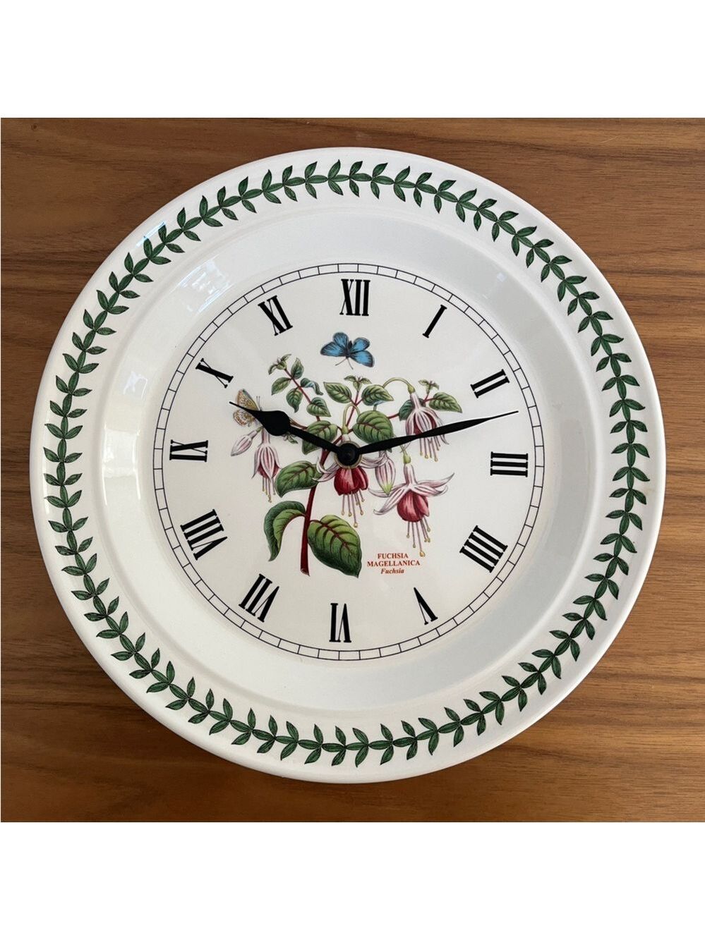 PORTMEIRION Botanic Ceramic Kitchen Wall Clock Rare Fuschia Magellanica Pattern